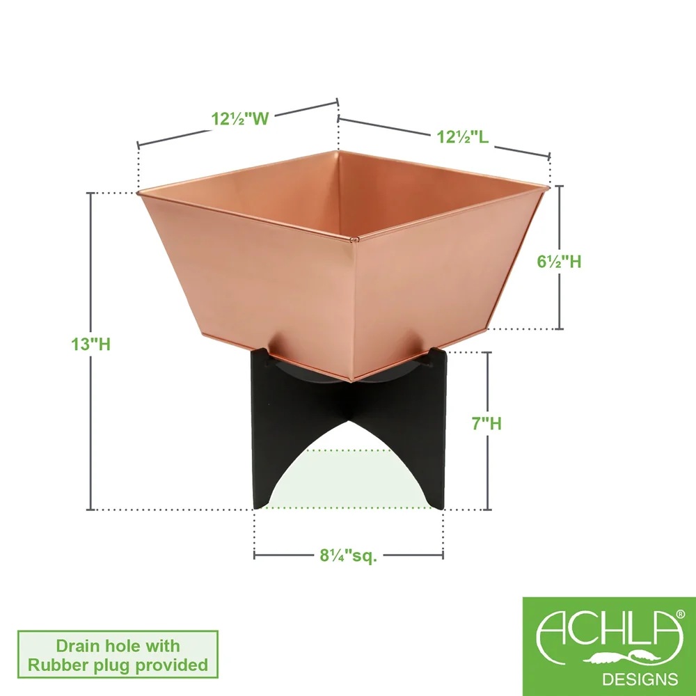 Achla Zaha Copper Plated Tapered Planter and Stand