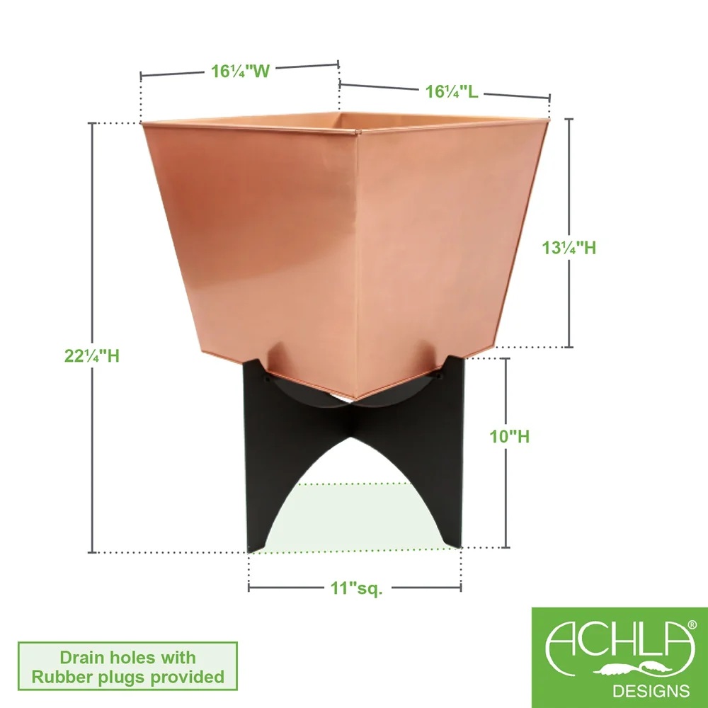Achla Zaha Copper Plated Tapered Planter and Stand