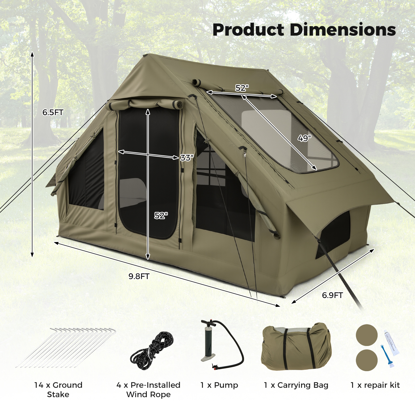 Costway 10 x 7 Foot Six Person Camping Tent with Mesh Screen Windows