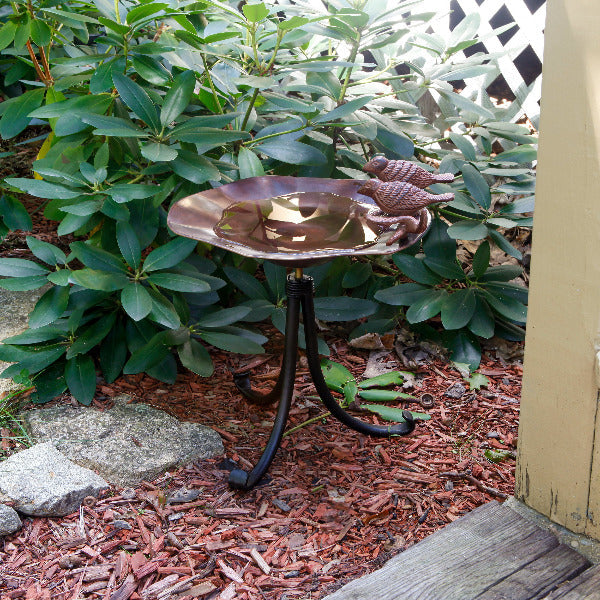 Achla 13 Inch Antiqued Birdbath with Birds and Stand