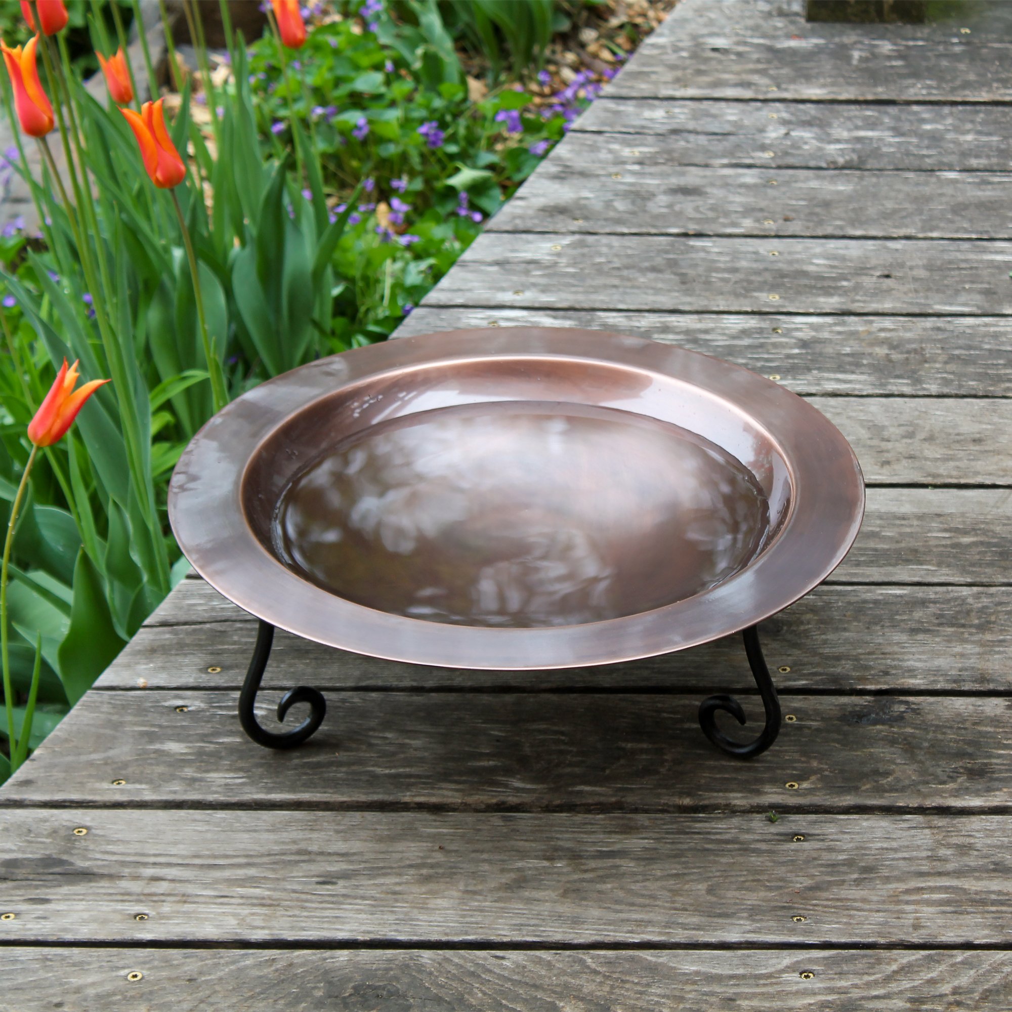 Achla 18 Inch Classic Copper Birdbath with Short Stand