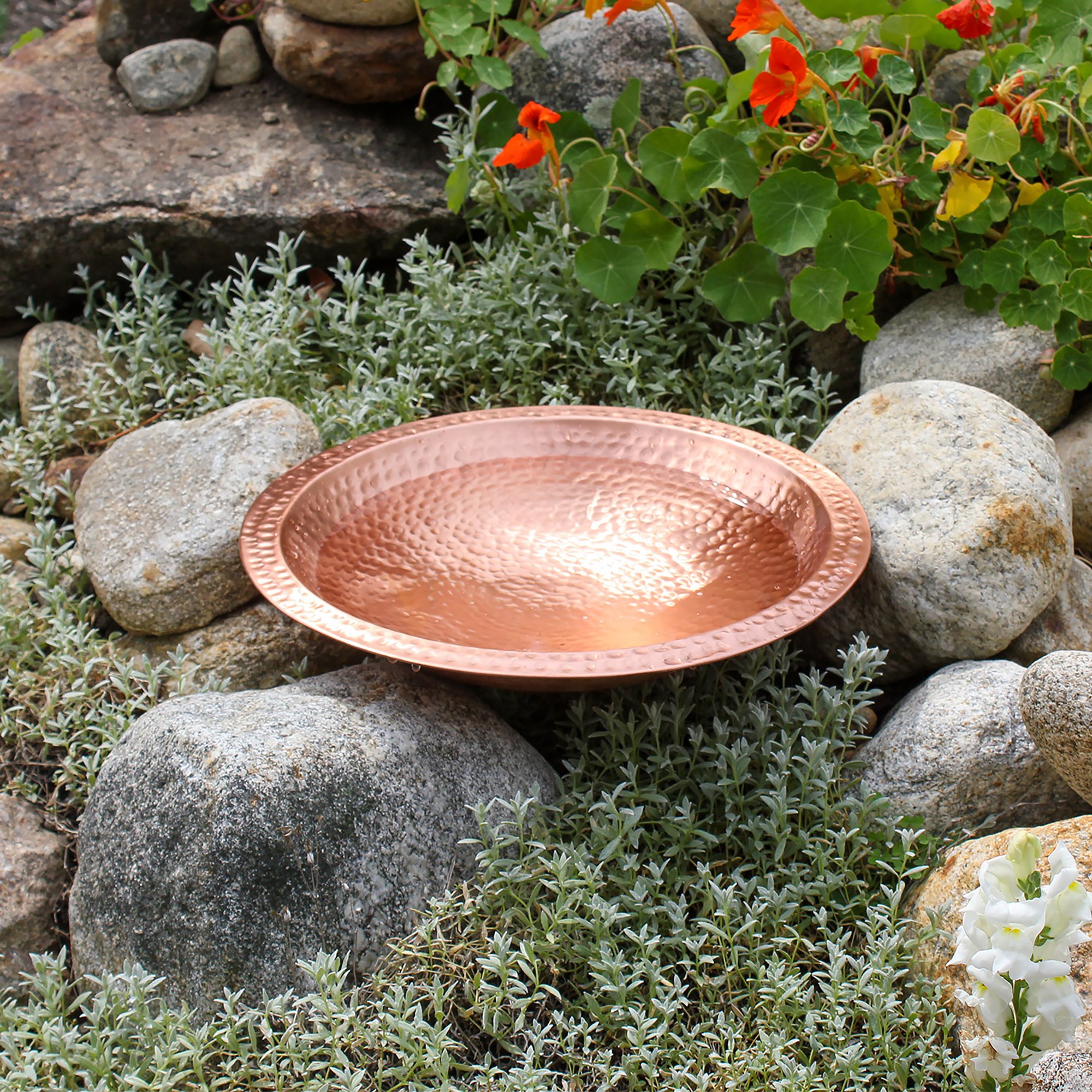 Achla 14 Inch Hammered Copper Birdbath with Non-Threaded Base