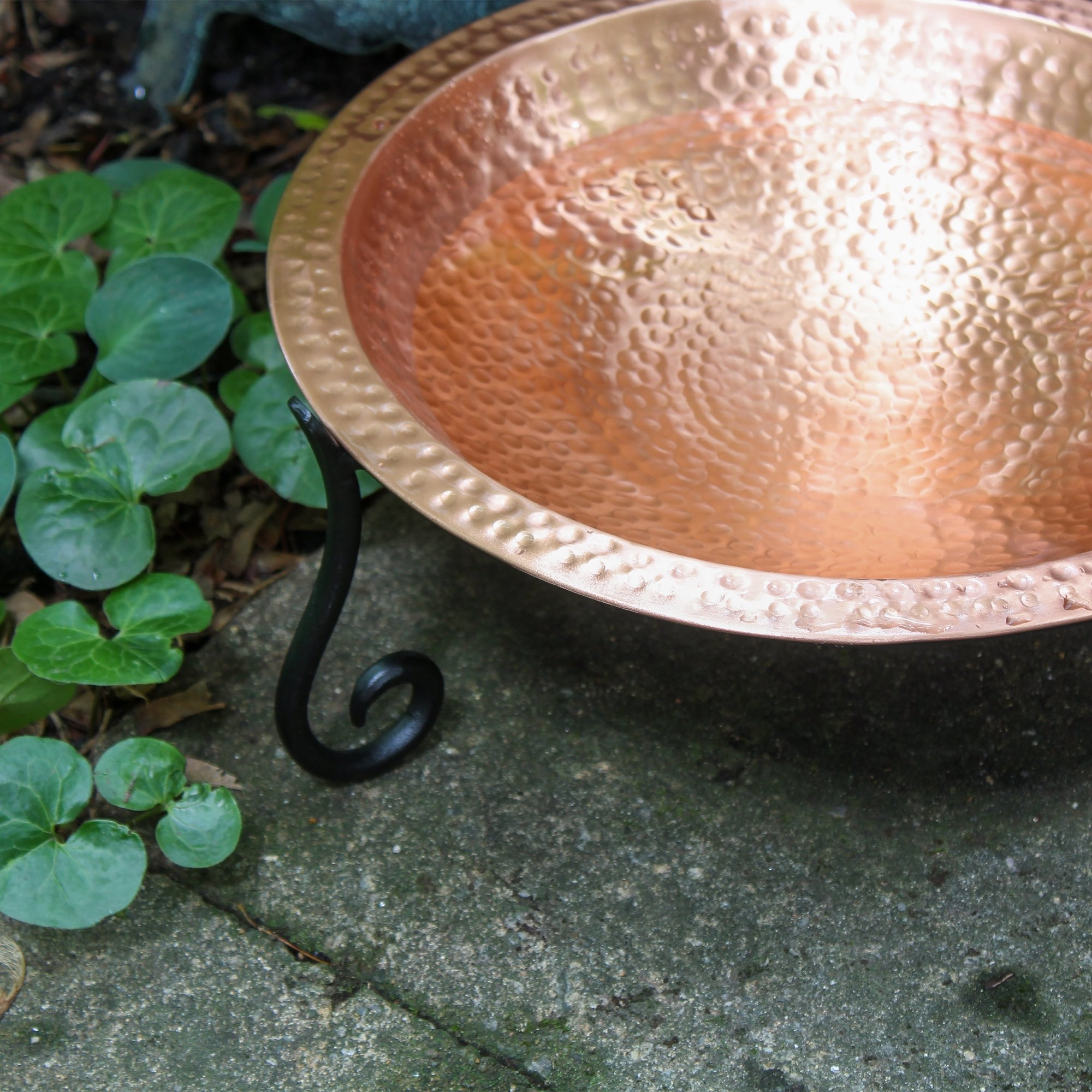 Achla 15 Inch Hammered Solid Copper Birdbath with Short Stand