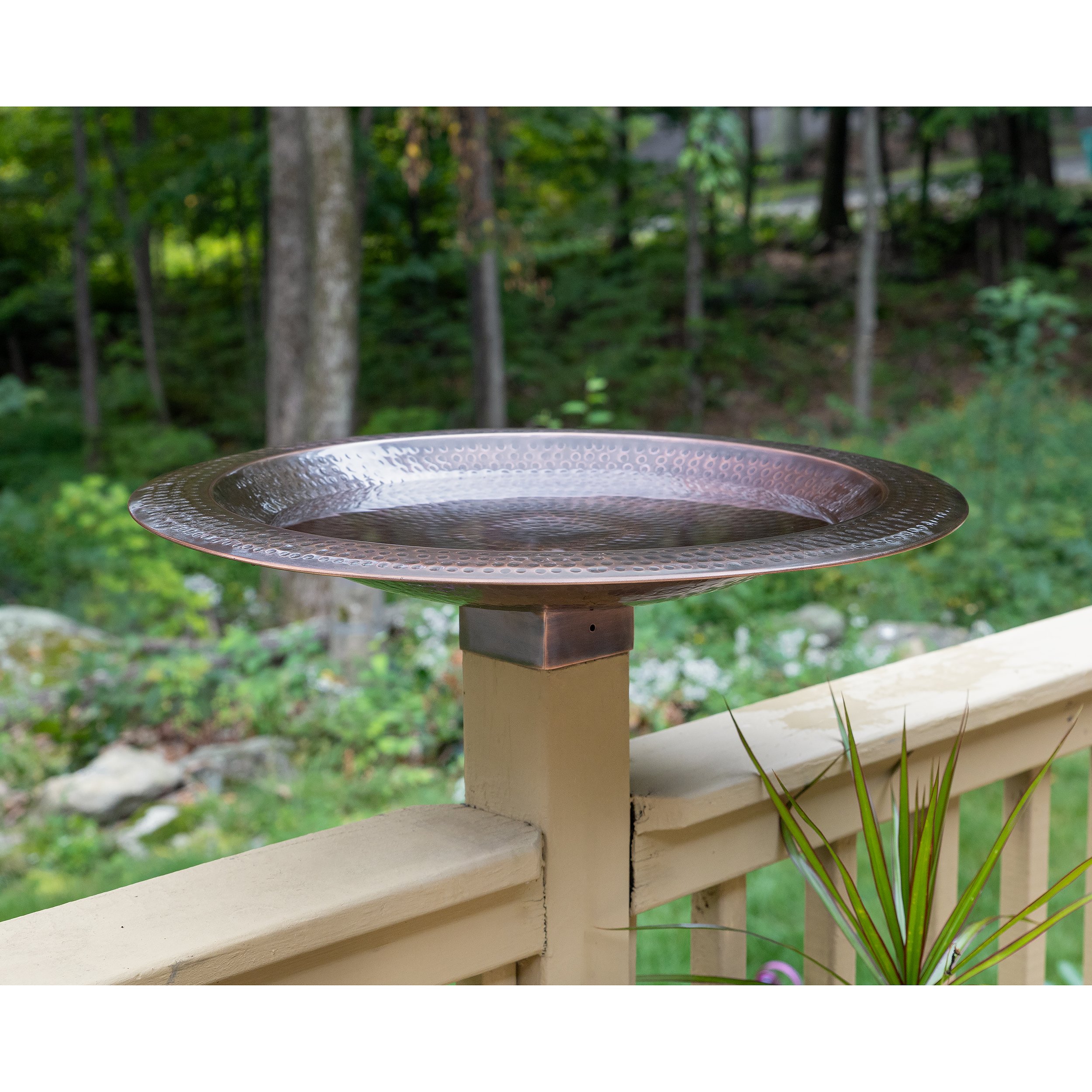 Achla 23 Inch Hammered Copper Birdbath for 4x4 Posts