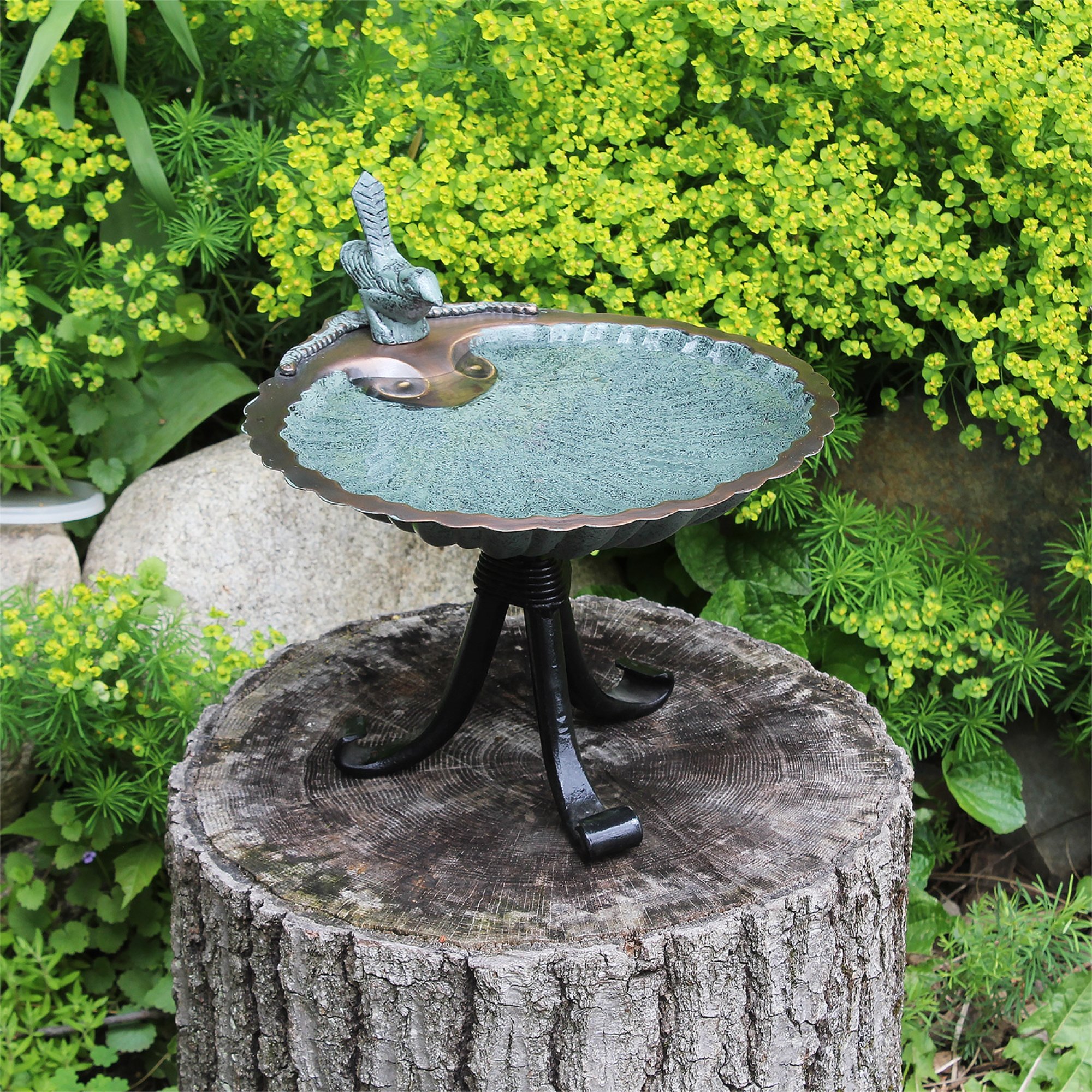Achla 11 Inch Scallop Shell Birdbath with Tripod Stand
