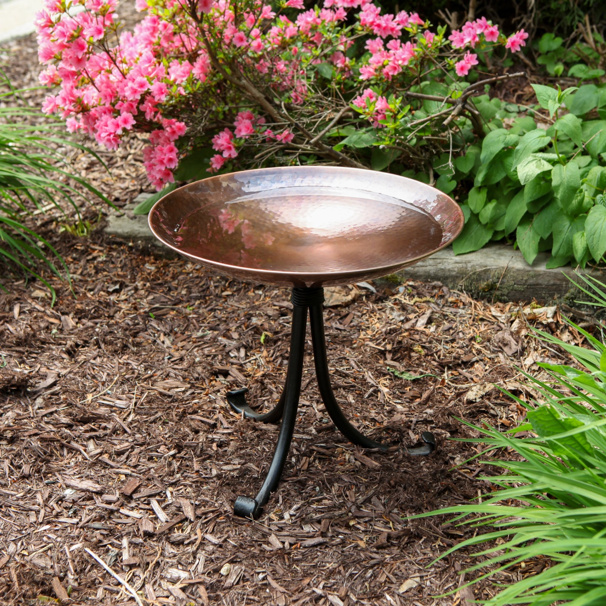 Achla 14 Inch Burnt Copper Birdbath with Tripod Stand