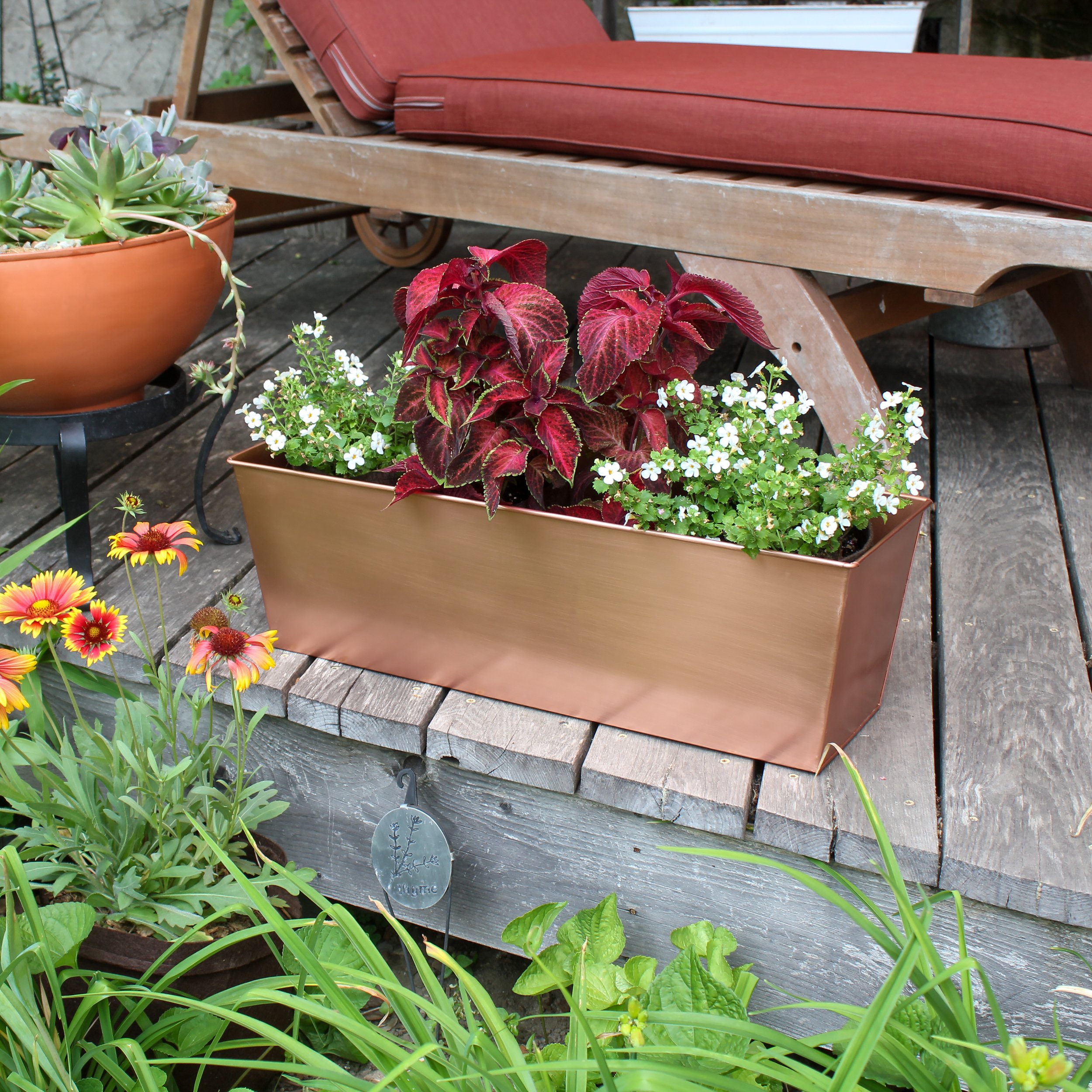 Achla 23 x 7 Inch Copper-Plated Steel Flower Box