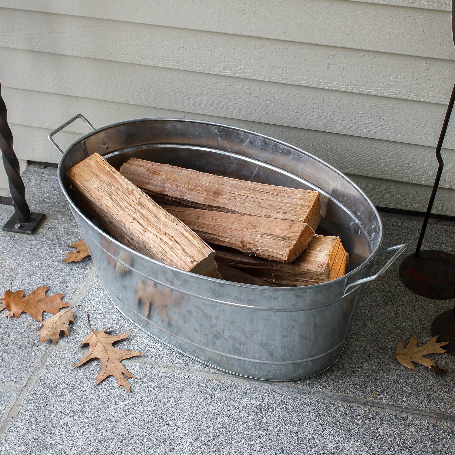 Achla 26 x 16 Inch Oval Galvanized Steel Tub