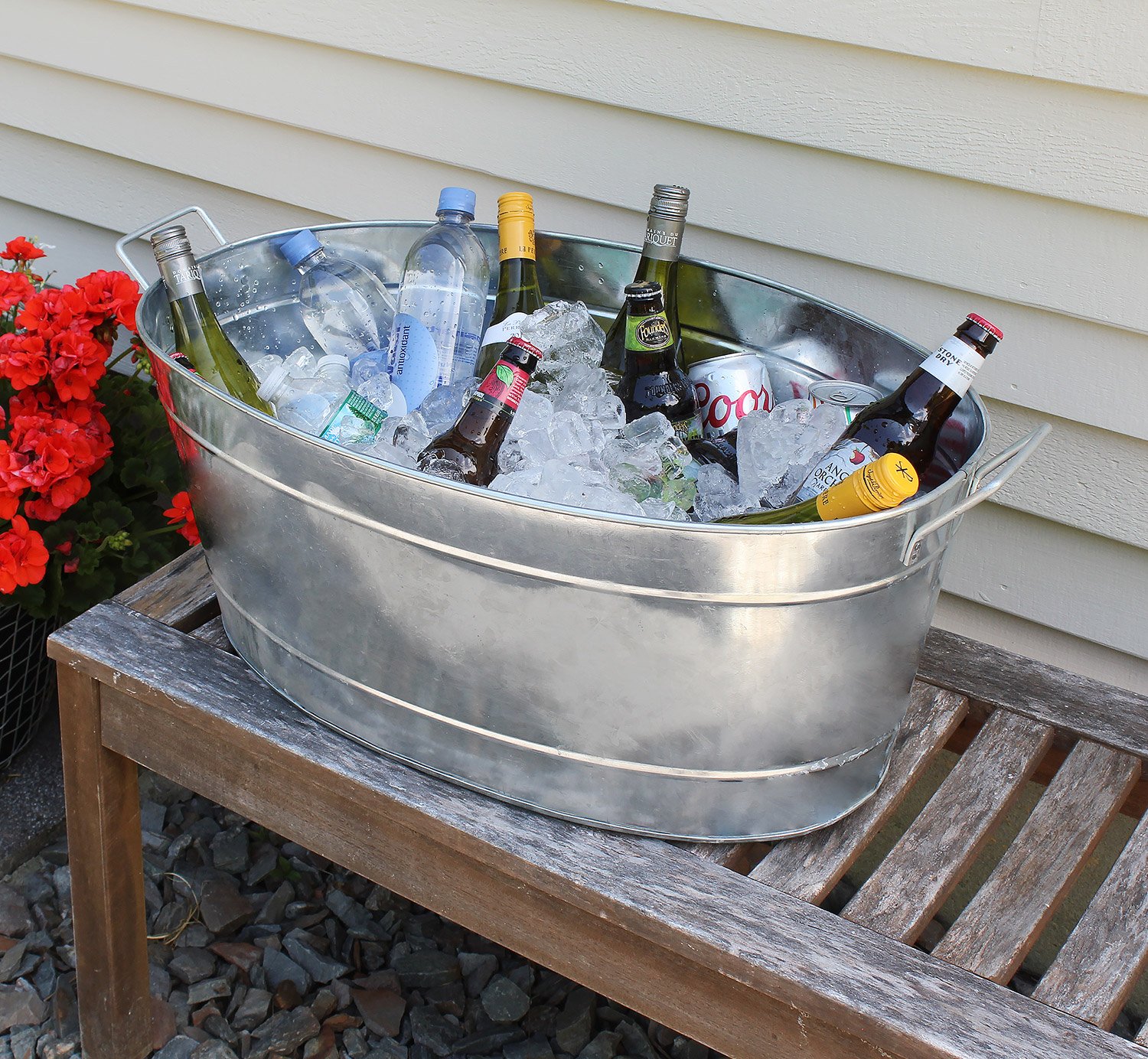 Achla 26 x 16 Inch Oval Galvanized Steel Tub