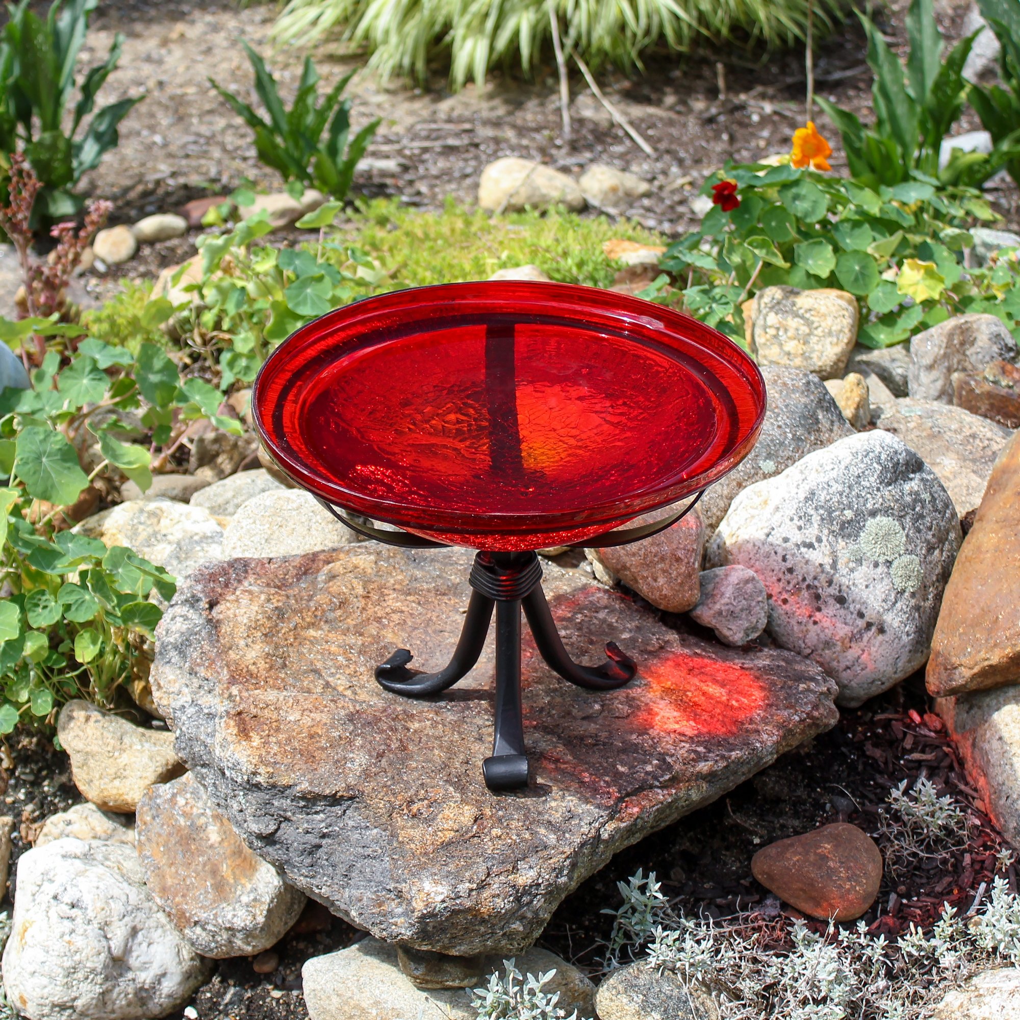 Achla 13 Inch Crackle Birdbath with Tripod Stand