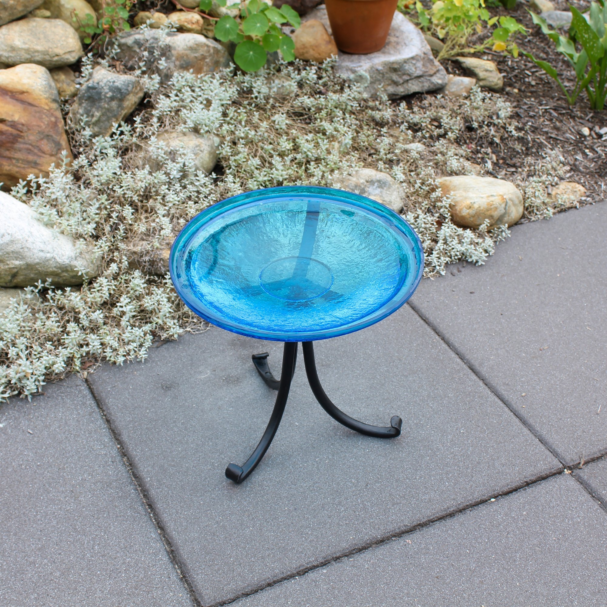 Achla 14 Inch Crackle Birdbath with Tripod Stand