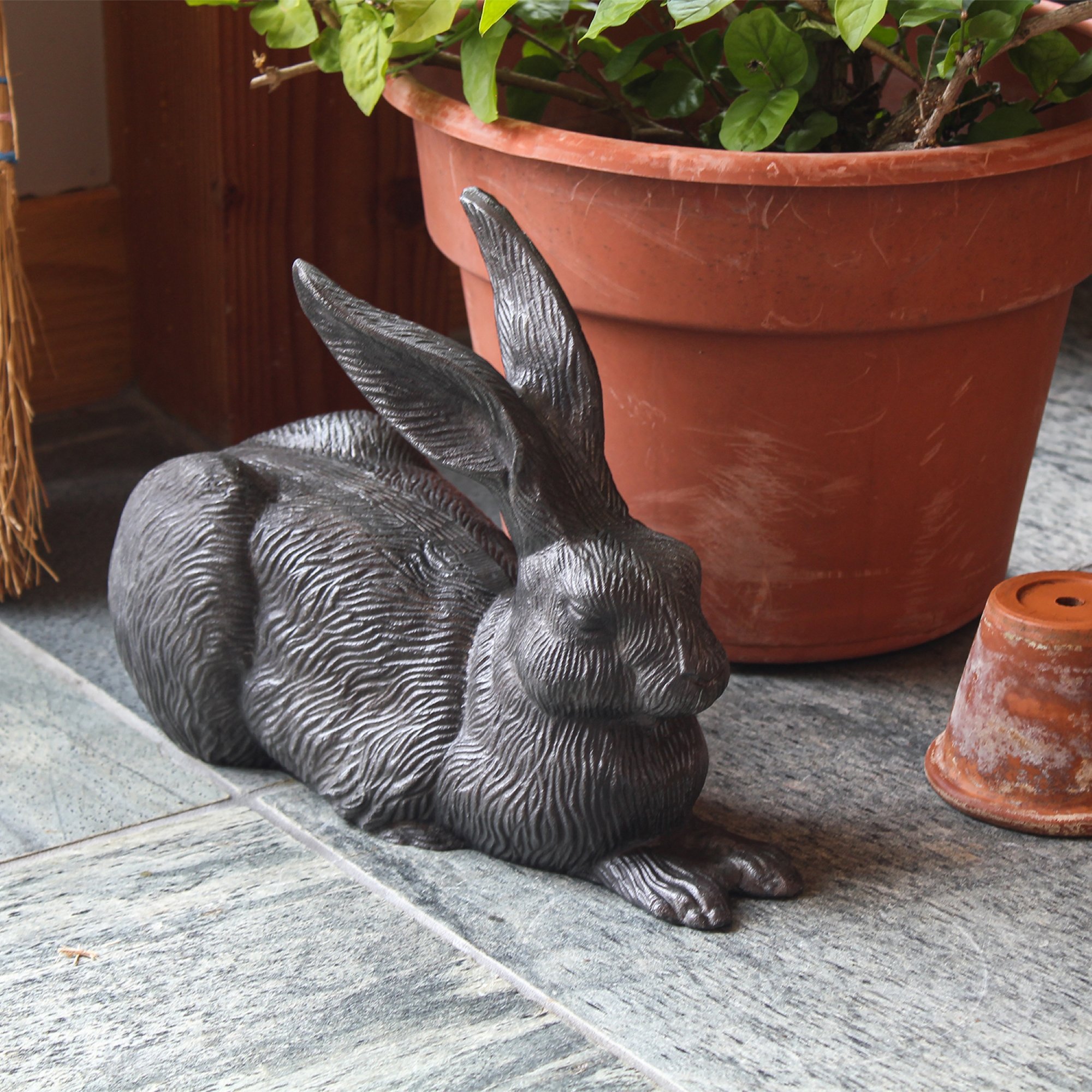 Achla 10 Inch Charcoal Rabbit Garden Accent
