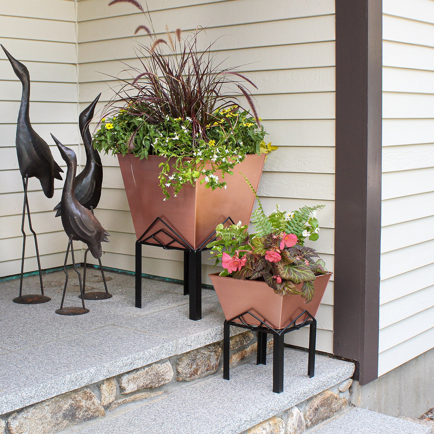 Achla Marion Copper Plated Tapered Planter and Stand