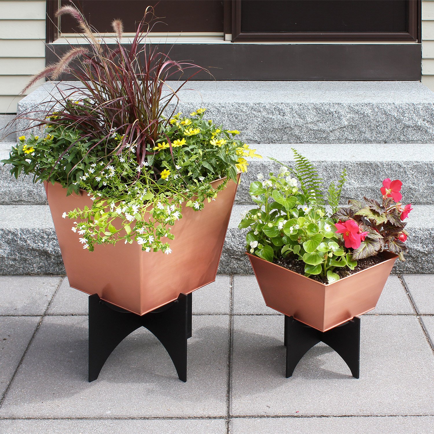 Achla Zaha Copper Plated Tapered Planter and Stand
