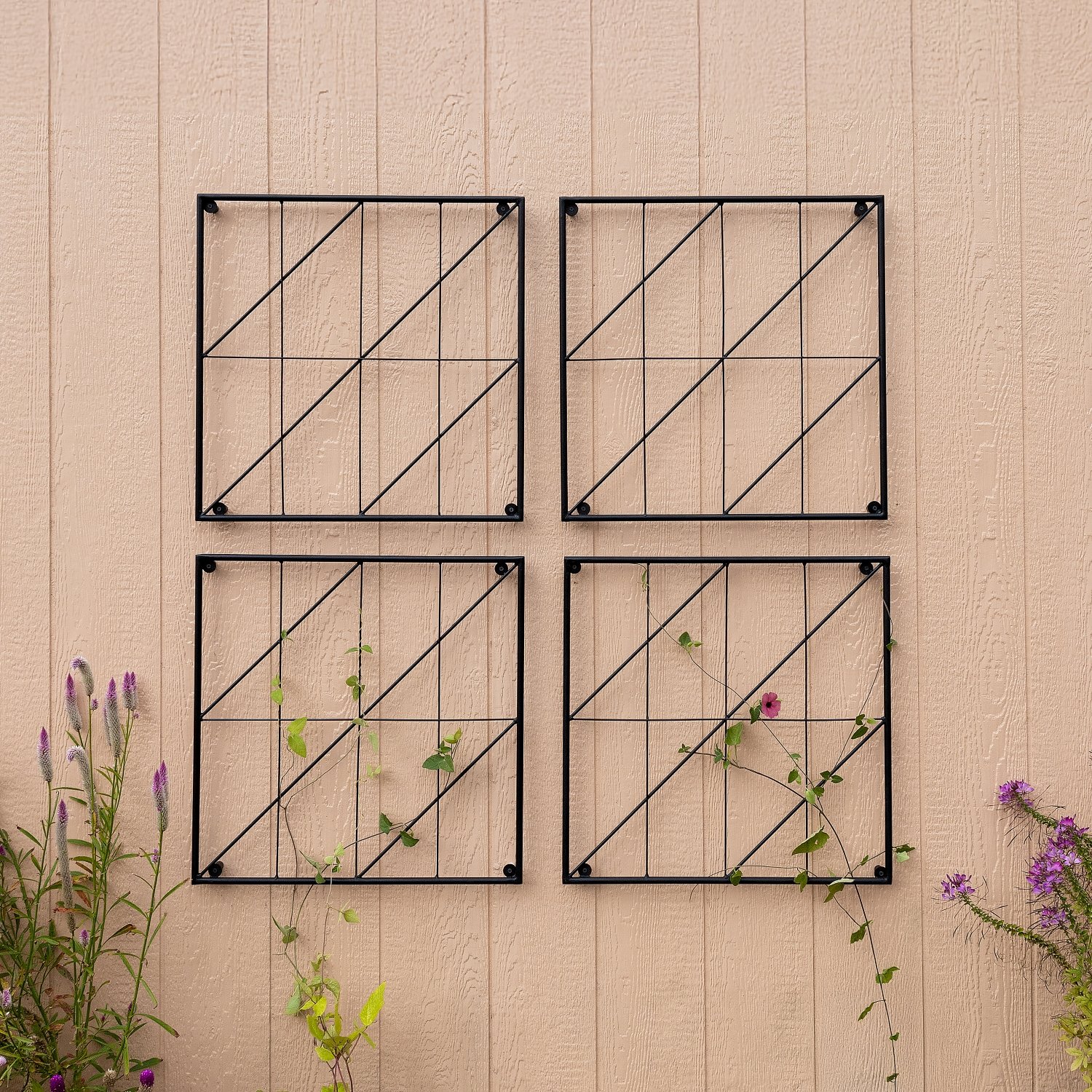 Achla 24 Inch Quilt Block Diagonals Wall Trellis Panels