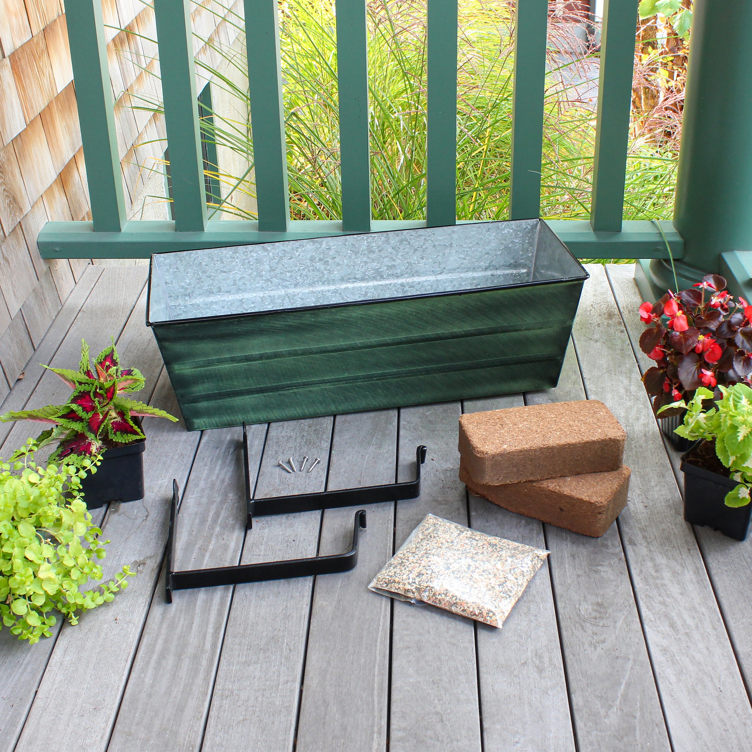 Achla 24 Inch Bloom Box Garden Growing Kit with Wall Brackets