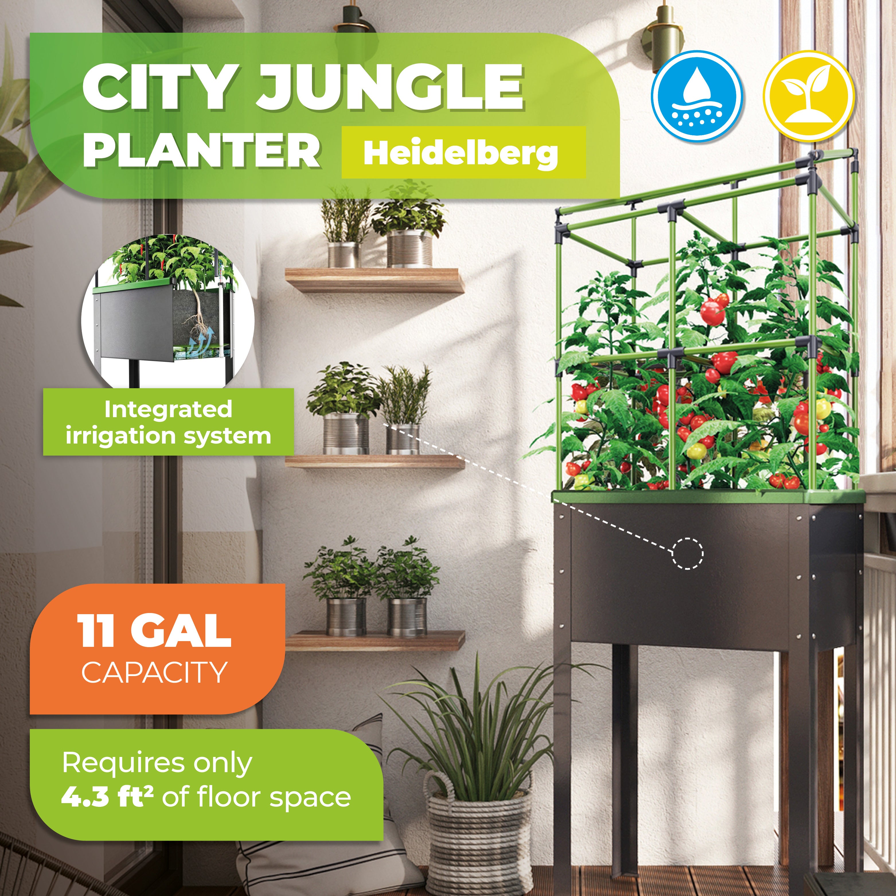 Bio Green Heidelberg Raised Planter with Watering System