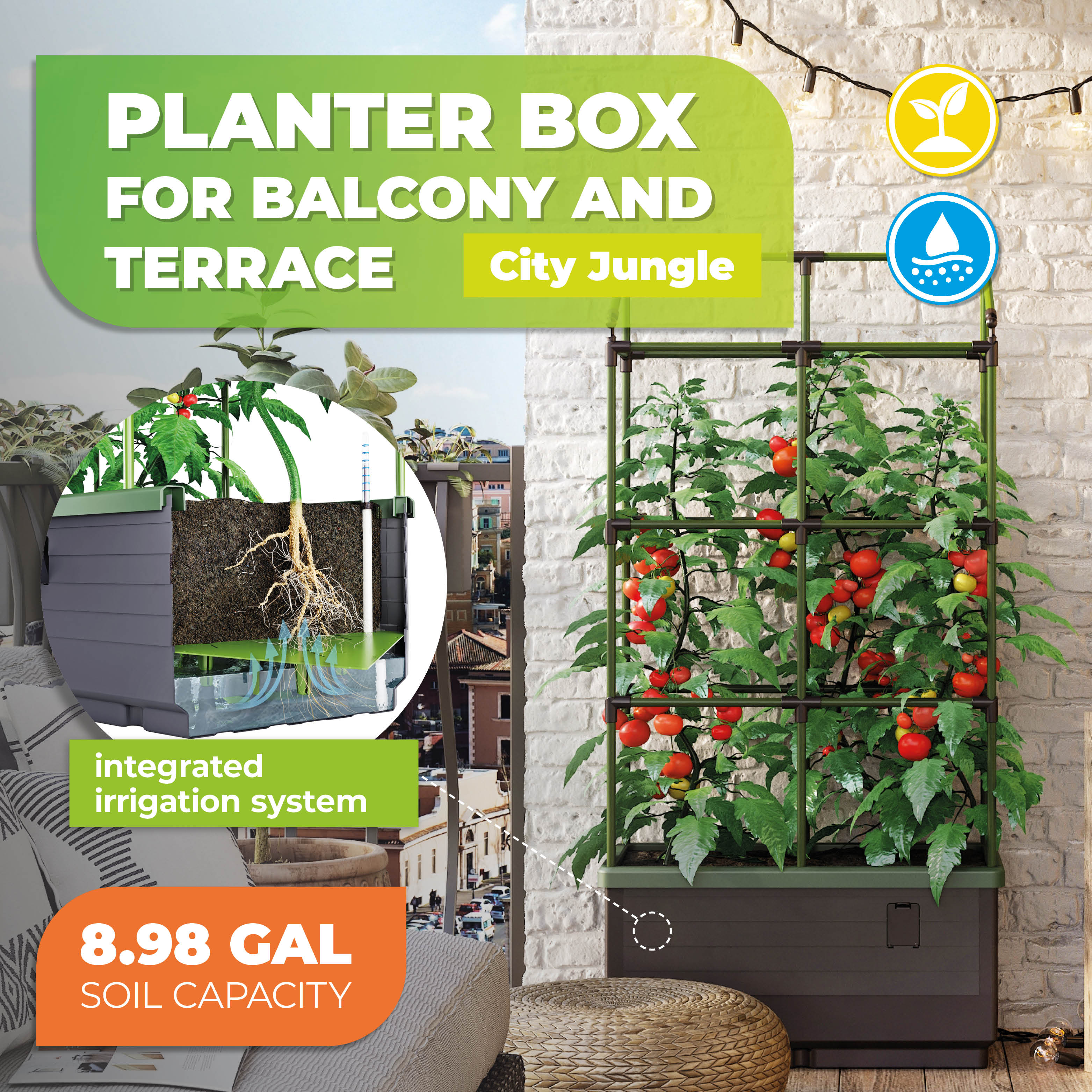 Bio Green City Jungle Raised Planter with Watering System