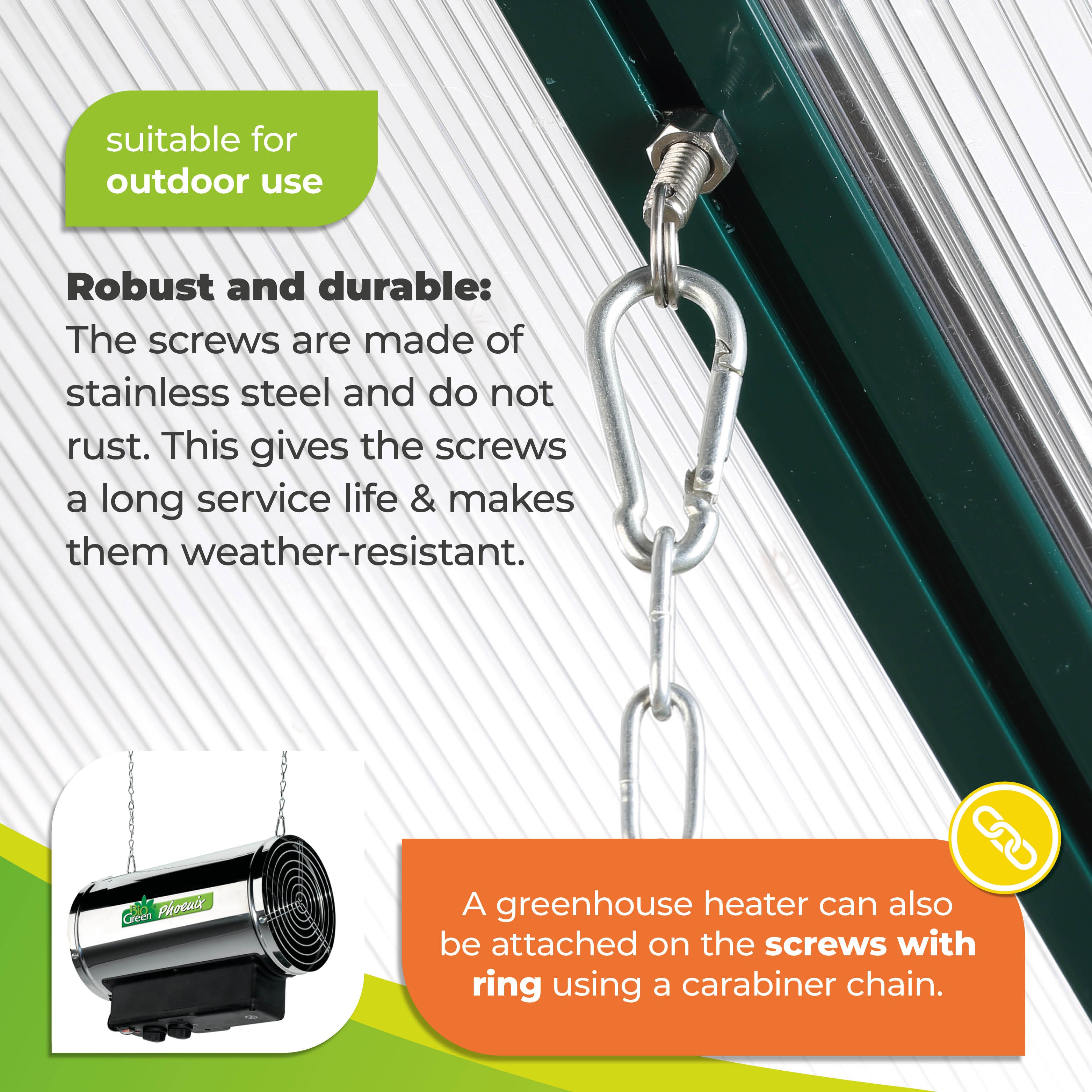 Bio Green Stainless Steel Cropped Heat Bolts - 5 Piece Set