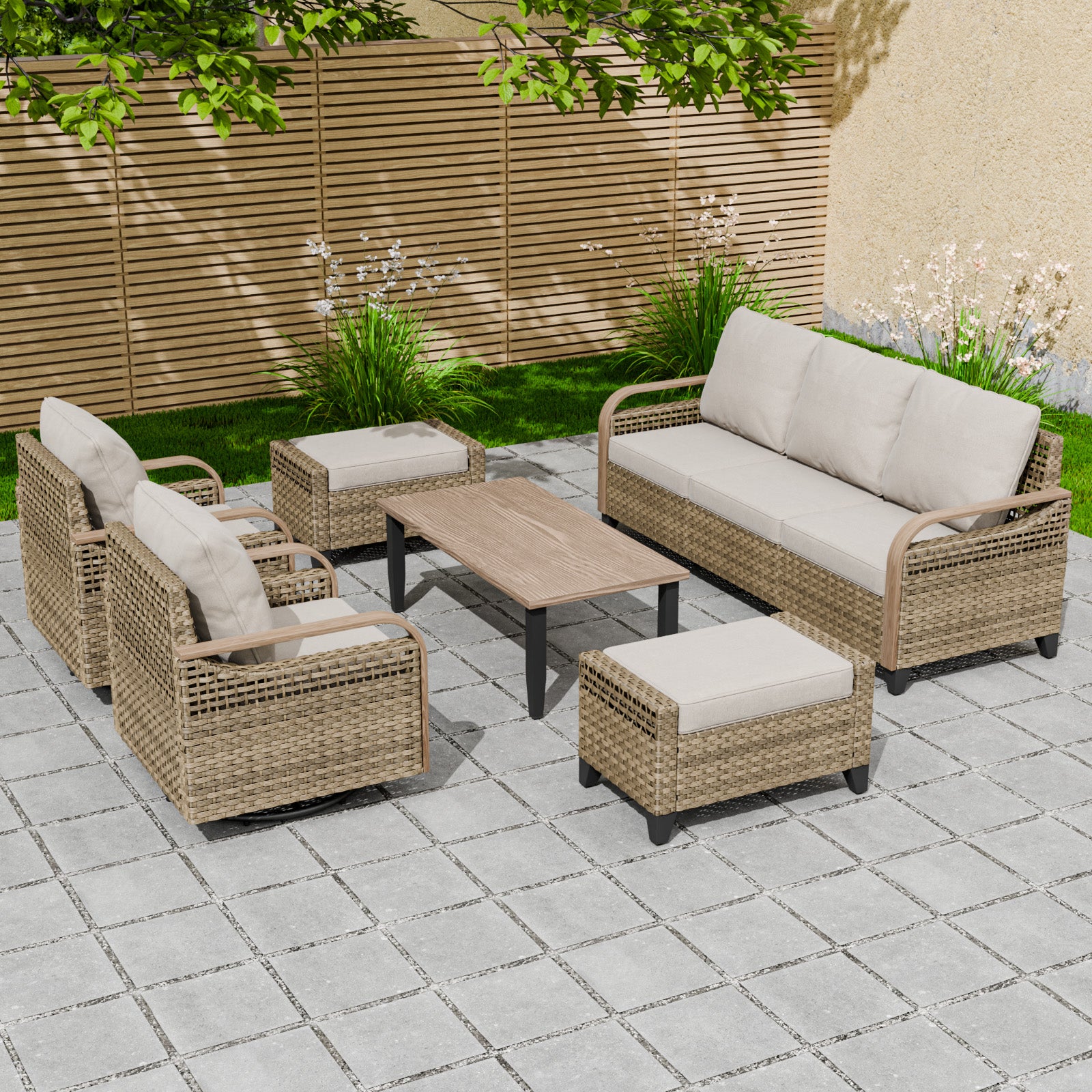 Eagle Peak Outdoor 6 Piece Rattan Outdoor Bistro Set