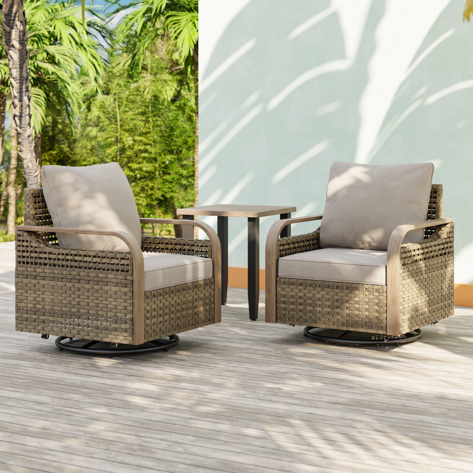 Eagle Peak Outdoor 3 Piece Rattan Outdoor Bistro Set