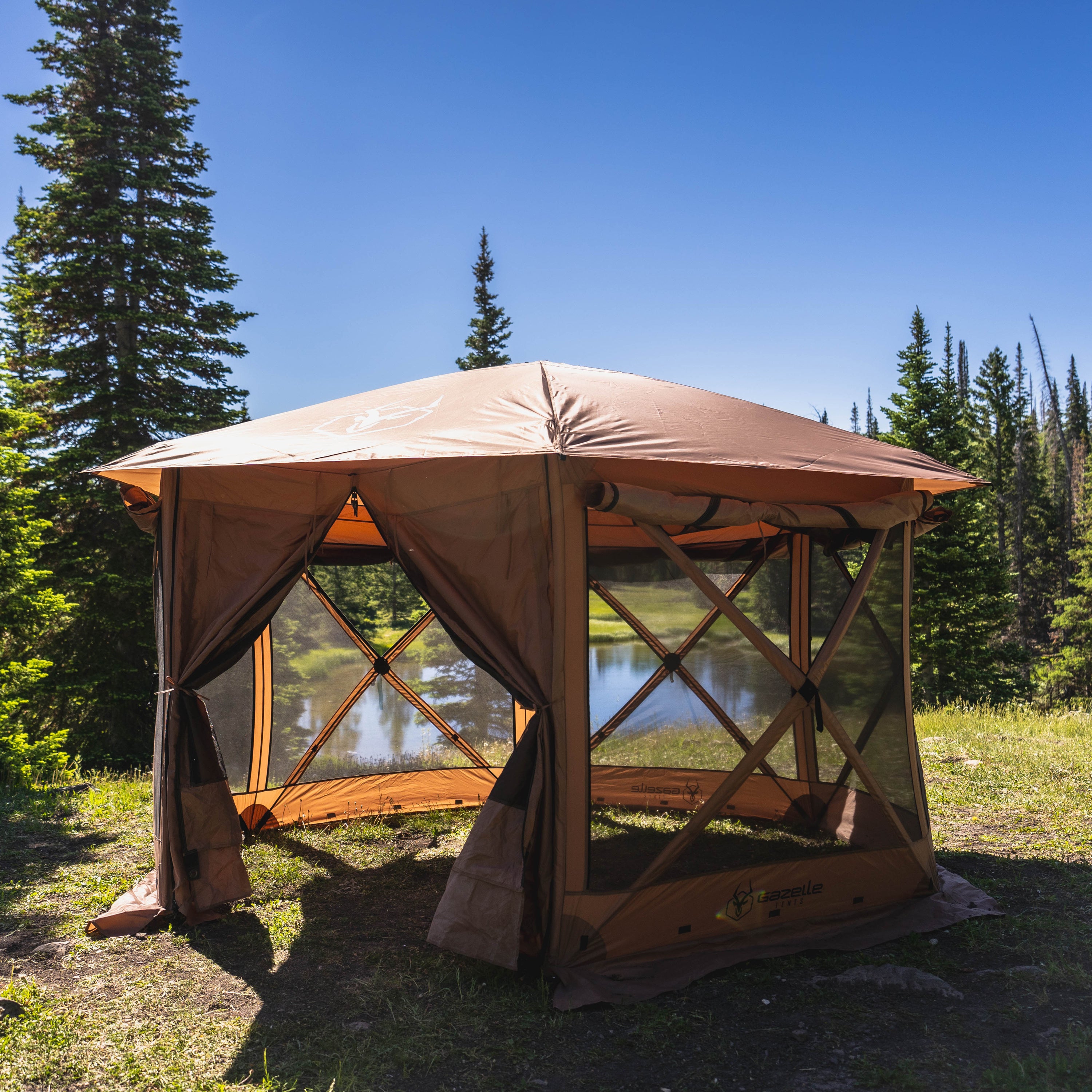 Gazelle Tents 124 Inch G6 Cool Top 6-Sided Portable Gazebo