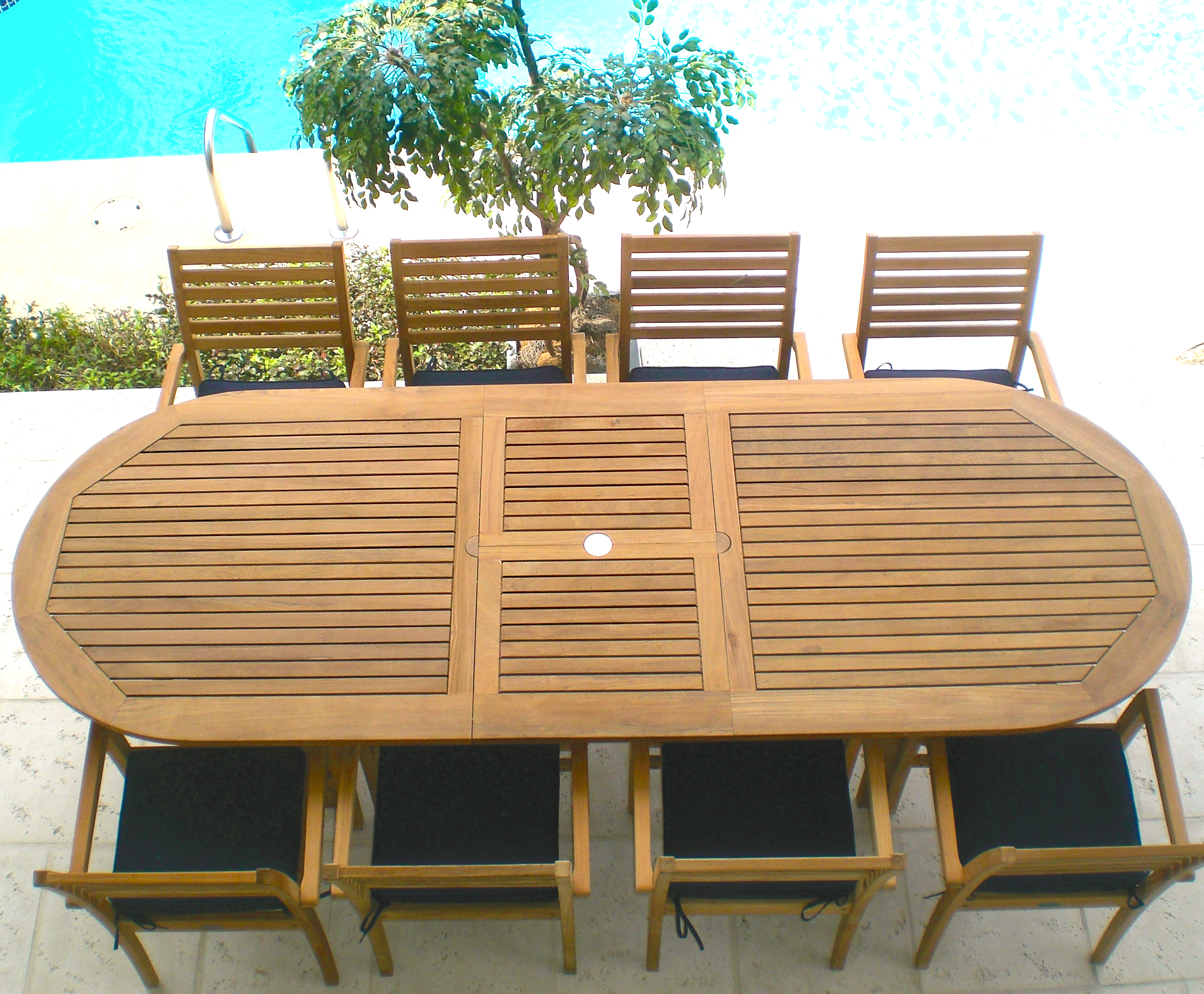 Royal Teak Collection 96 to 120 Inch Oval Expanding Family Table