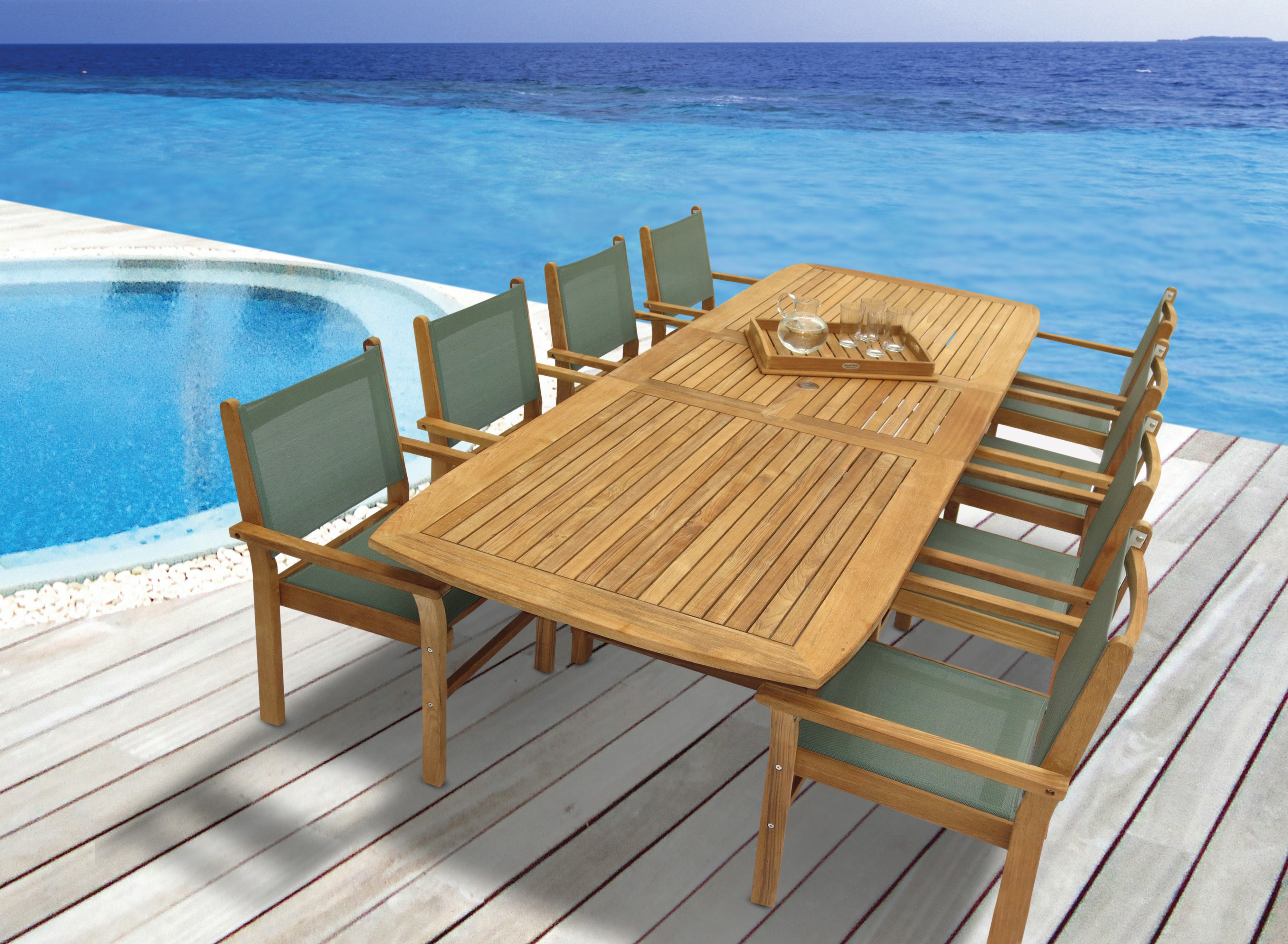 Royal Teak Collection 60 to 78 Inch Rectangular Expanding Family Table