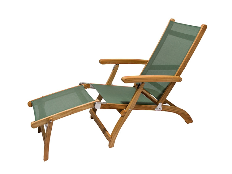 Royal Teak Collection Folding Sling Steamer Lounger