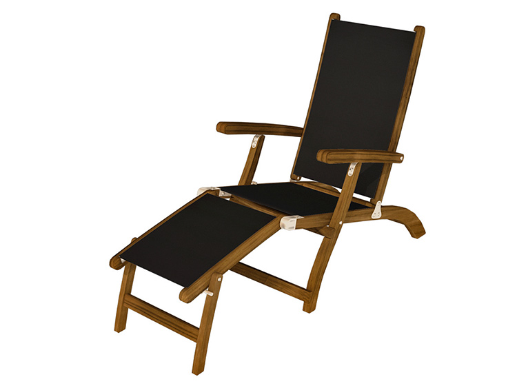 Royal Teak Collection Folding Sling Steamer Lounger
