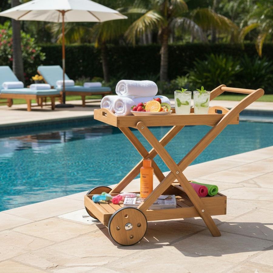 Royal Teak Collection Tray Cart