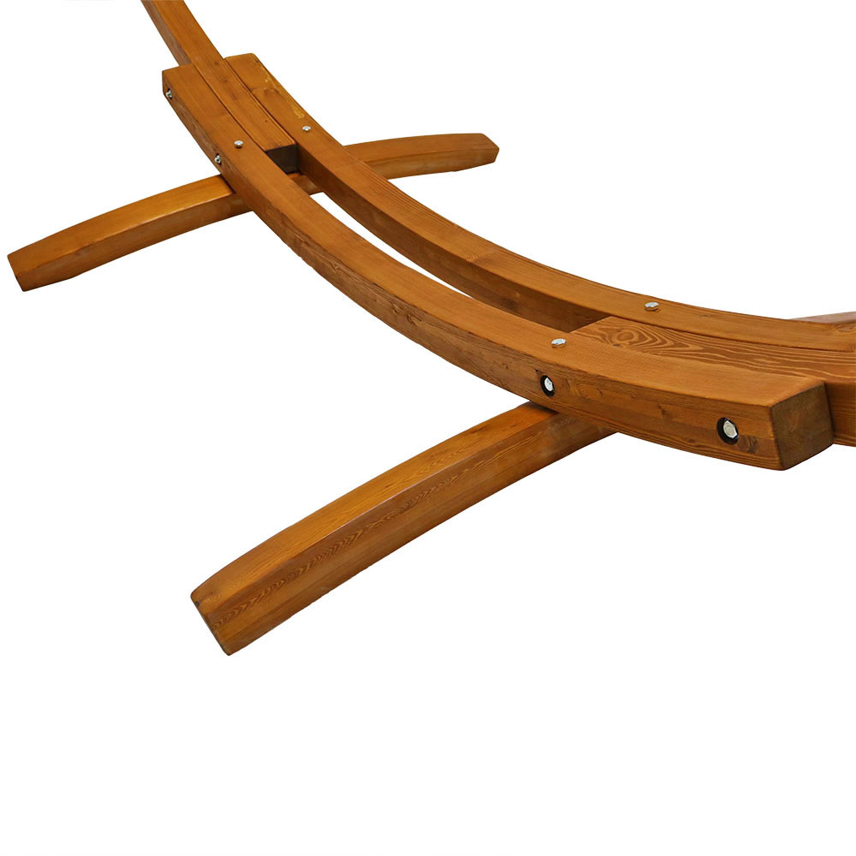 Sunnydaze Two-Person Rope Hammock with Curved Wooden Stand