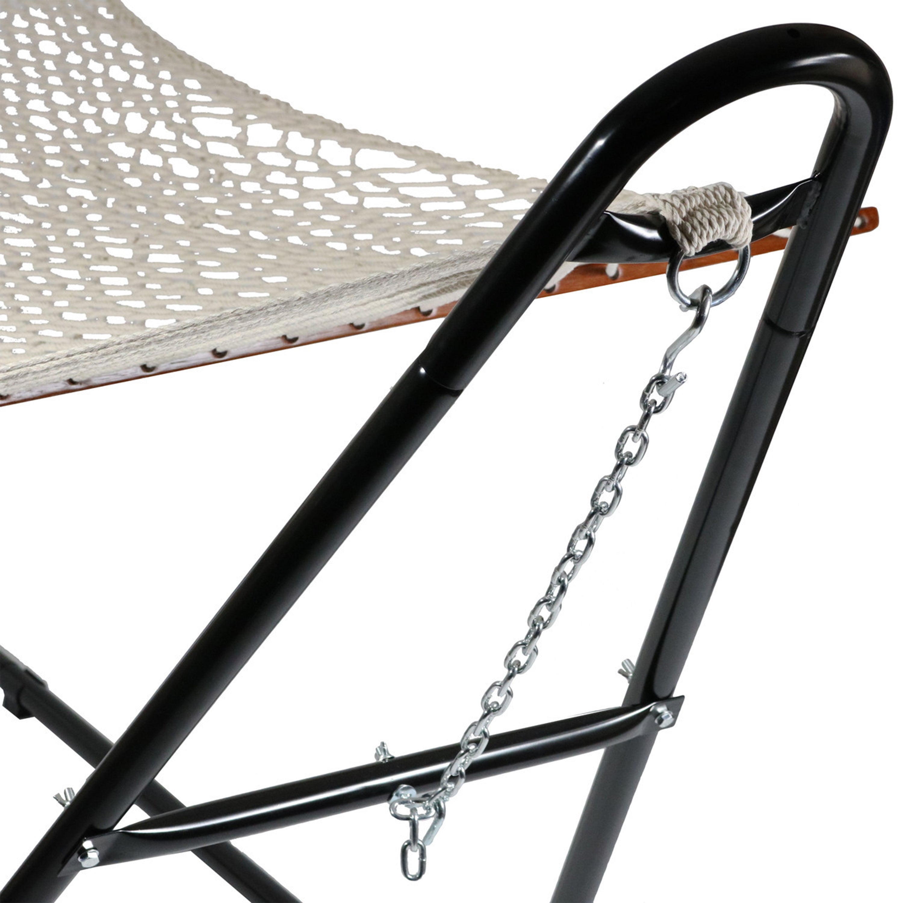 Sunnydaze Two-Person Rope Hammock with Universal Steel Stand