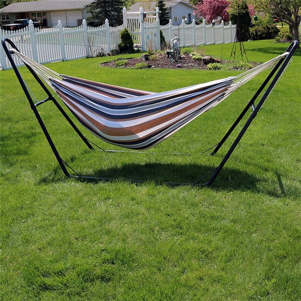 Sunnydaze Two-Person Brazilian Hammock with Universal Steel Stand