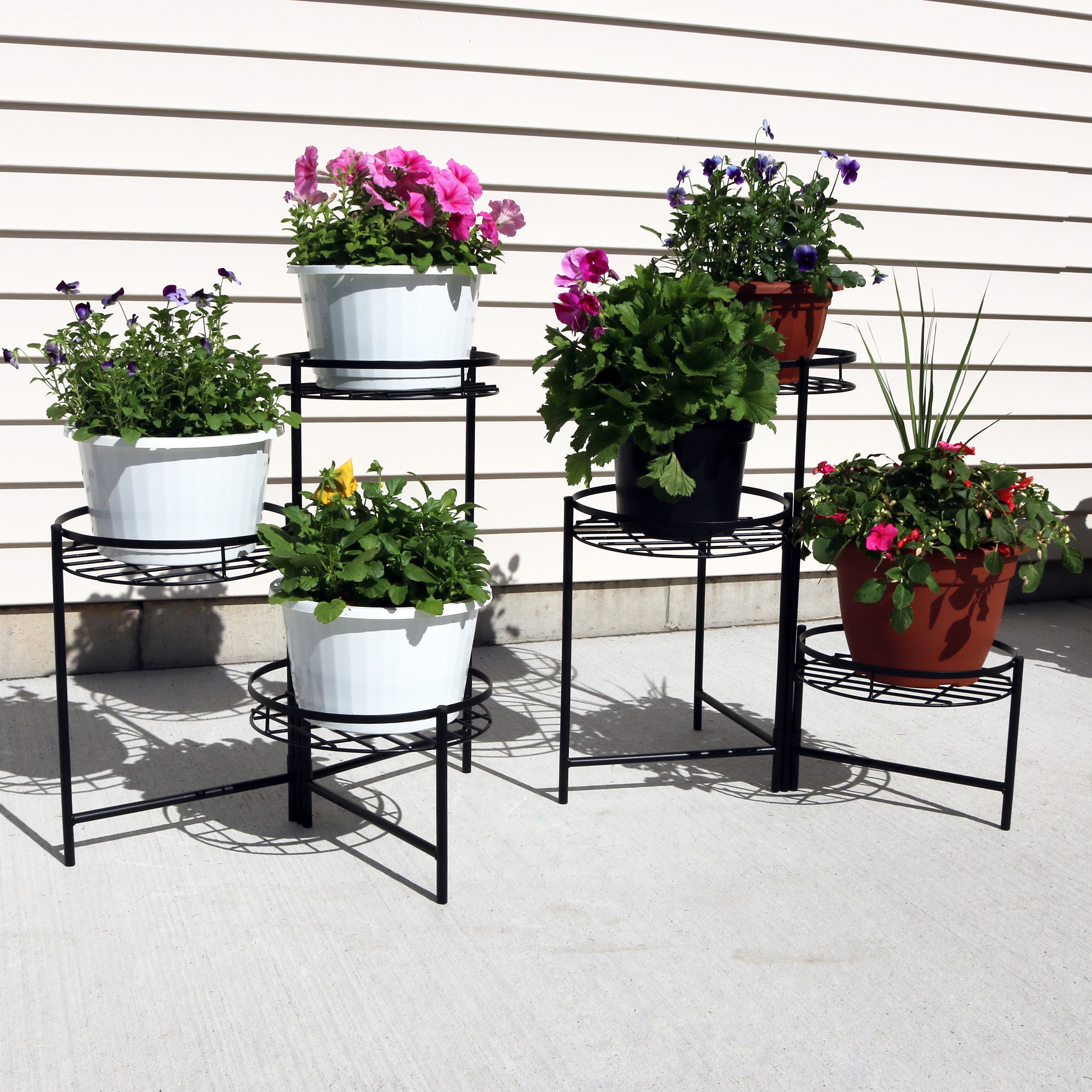 Sunnydaze 3-Tier Planter Stand - Set of Two