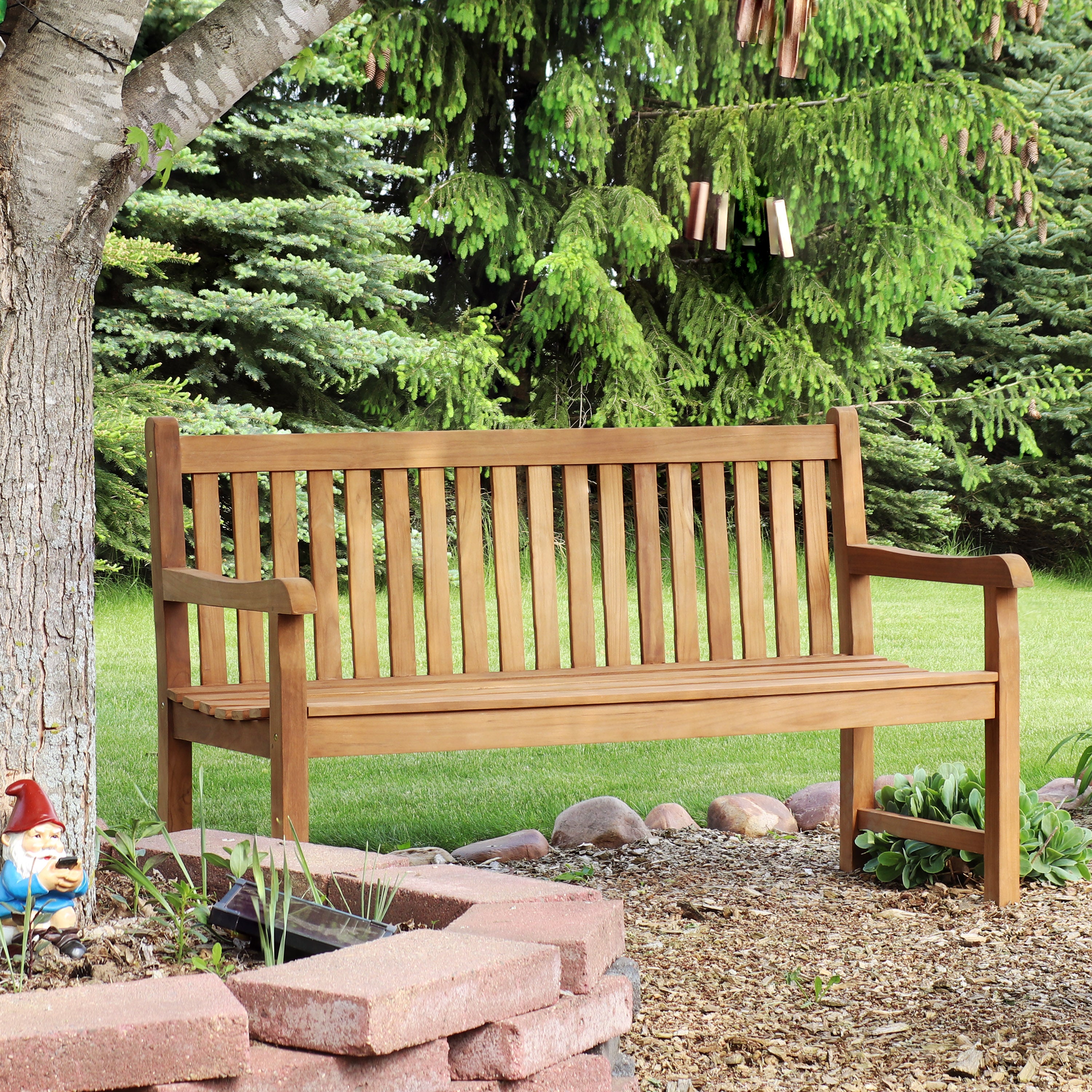 Sunnydaze 60 Inch Two-Person Outdoor Teak Wood Garden Bench