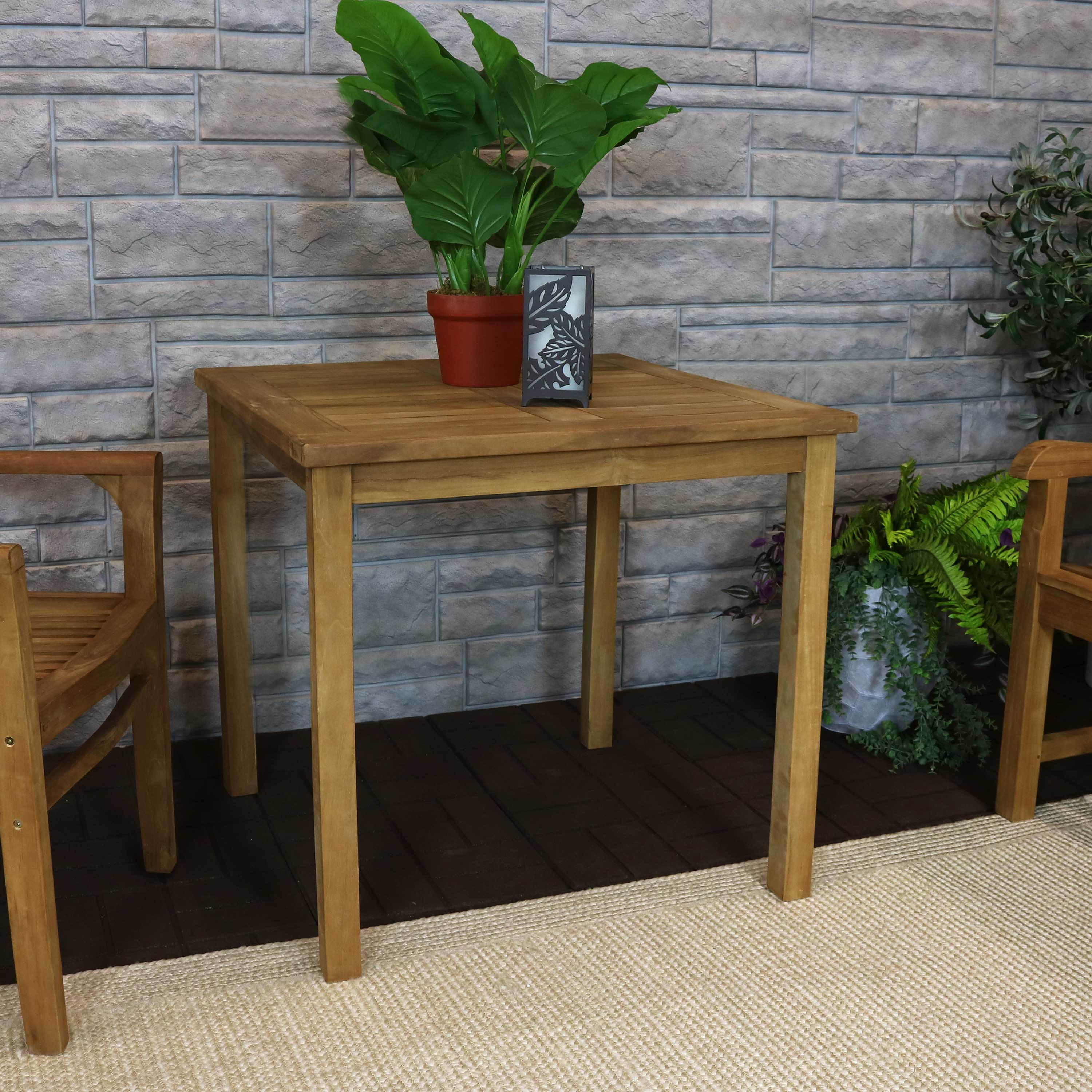 Sunnydaze 32 Inch Teak Wood Square Outdoor Dining Table