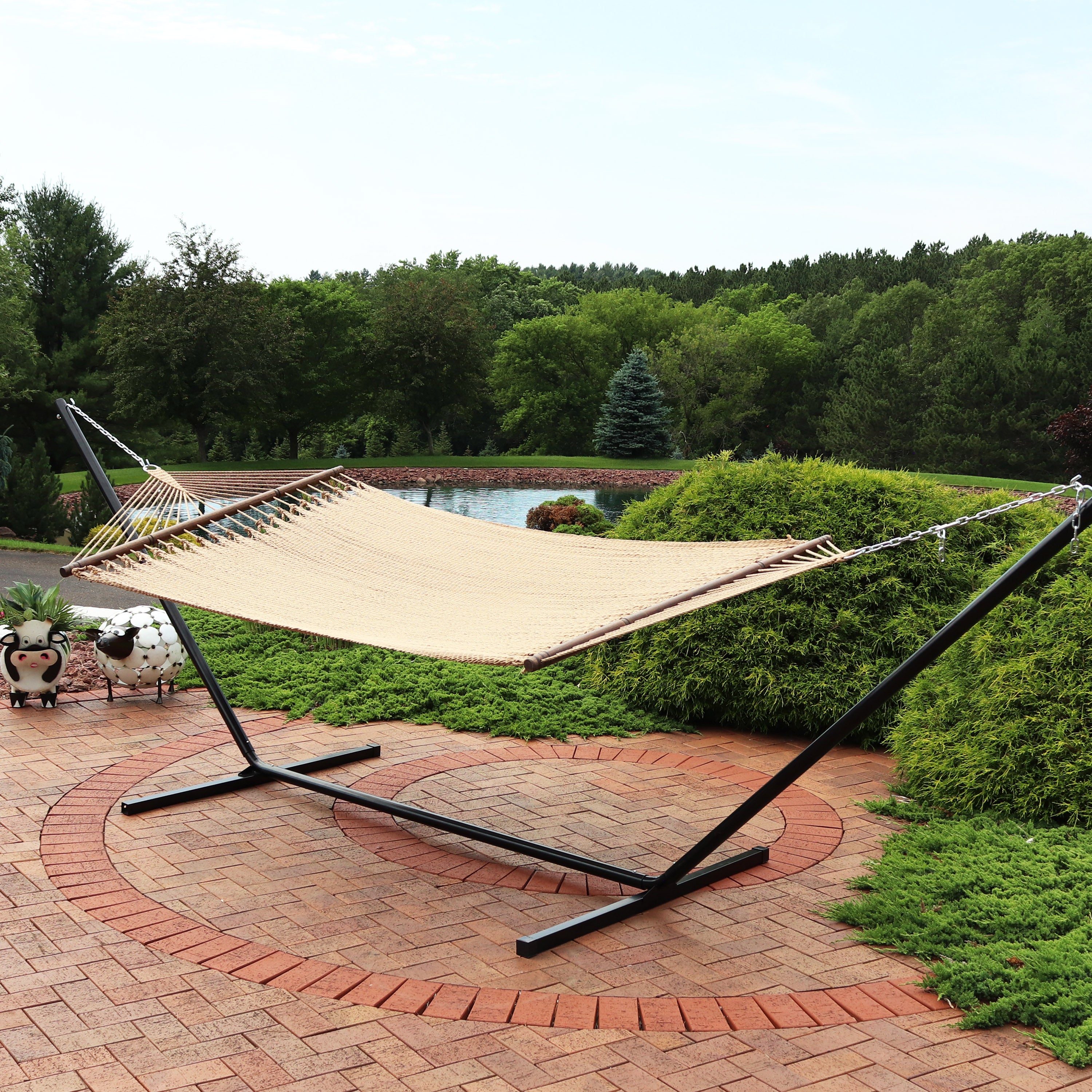 Sunnydaze Two-Person Caribbean Hammock with Steel Stand