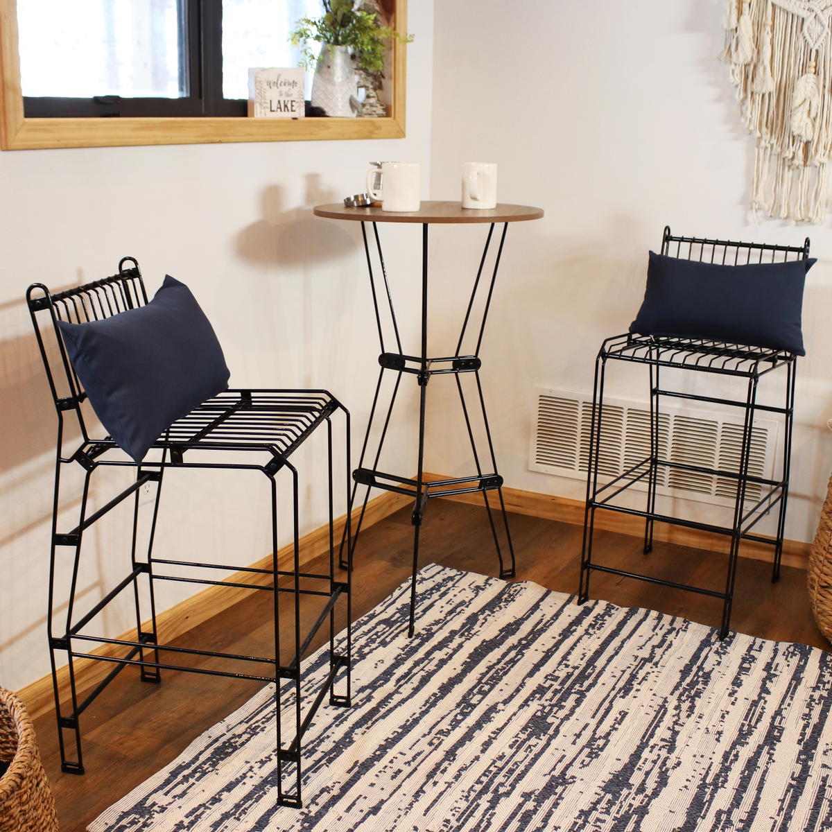Sunnydaze Steel Wire Bar Chair - Set of 2