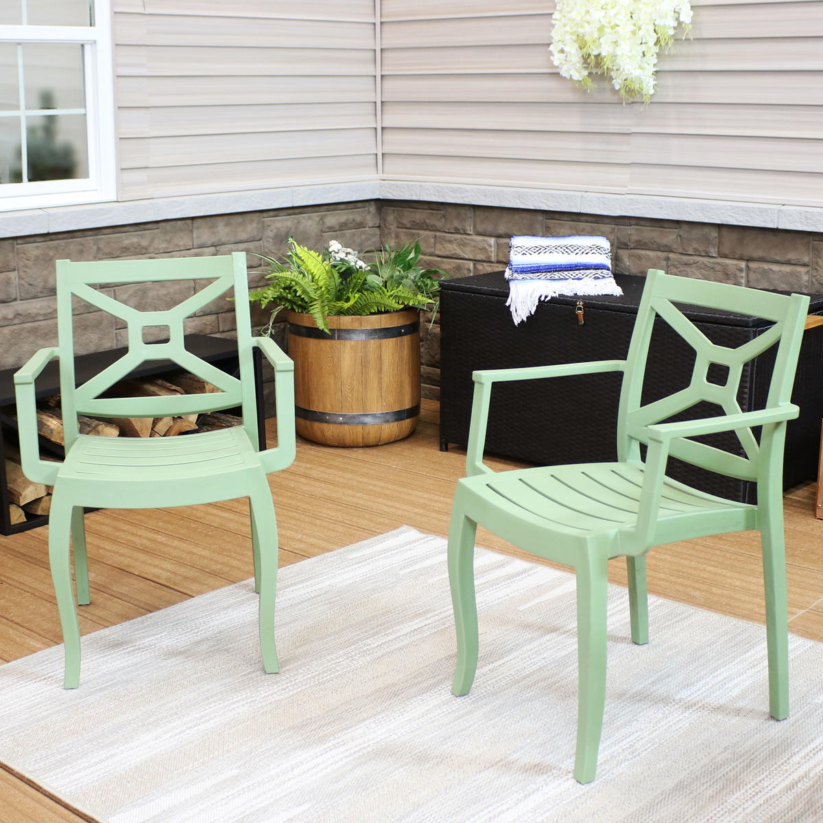 Sunnydaze Tristana Plastic Outdoor Arm Chair