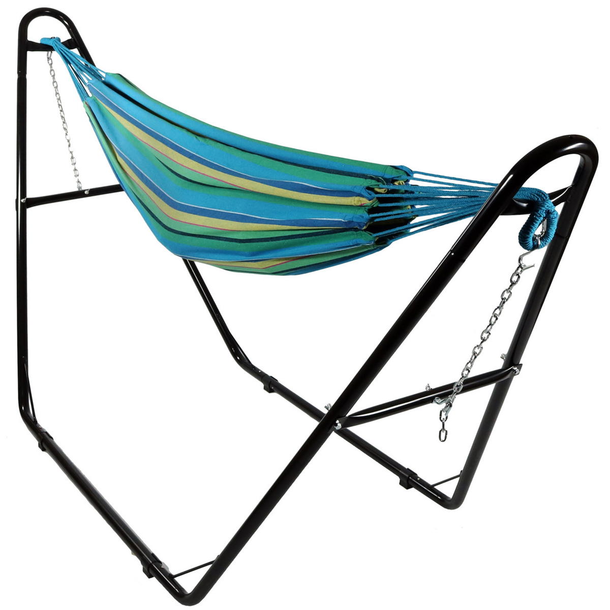 Sunnydaze Two-Person Brazilian Hammock with Universal Steel Stand