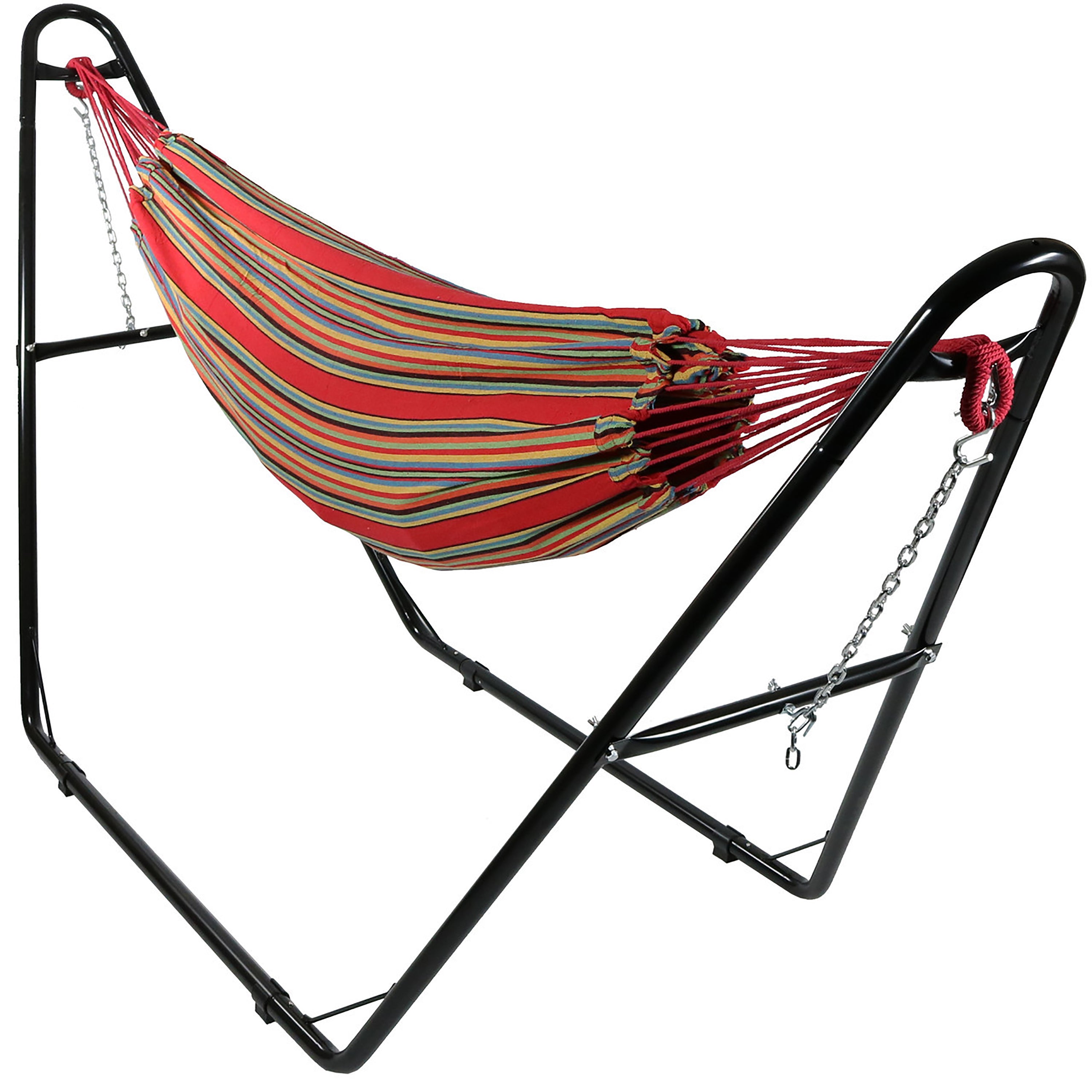 Sunnydaze Two-Person Brazilian Hammock with Universal Steel Stand