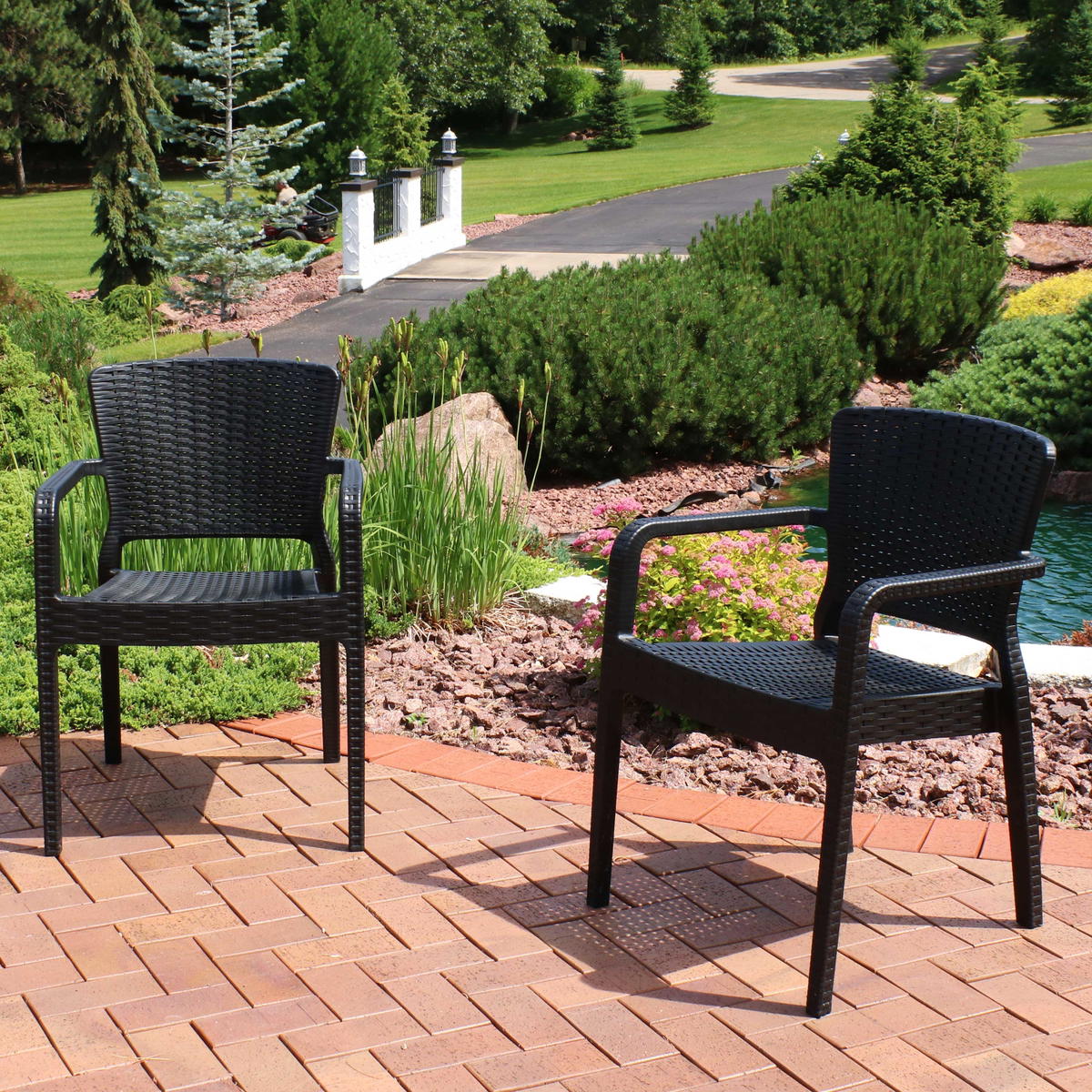 Sunnydaze Segonia Plastic Stackable Arm Chair